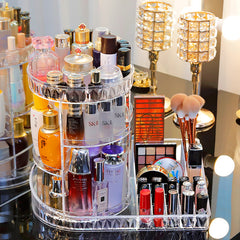 Cosmetic Storage Box Transparent Rotating Desktop Non-Acrylic Dressing Table Lipstick Skin Care Product Storage