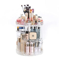 Diamond Pattern Cosmetic Desktop 360 Rotating Storage Box Acrylic Box Dressing Table Lipstick Skin Care Product Storage
