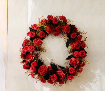 Simulation wreath Huanhua rose sill hanging wall decoration home living room floral decoration wedding flower European and American modern