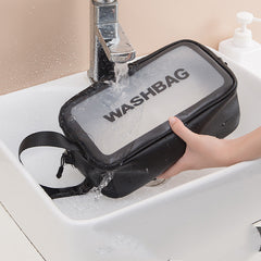 Korean Portable Large-Capacity Portable Travel Transparent Toilet Bag Pu Waterproof Scrub Cosmetic Bag Skin Care Product Storage Bag