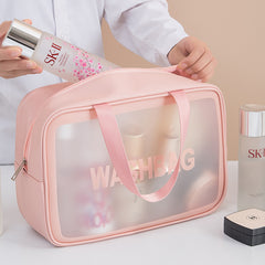 Korean Portable Large-Capacity Portable Travel Transparent Toilet Bag Pu Waterproof Scrub Cosmetic Bag Skin Care Product Storage Bag