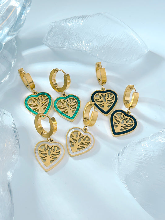 Retro Love French Evergreen Design Earrings