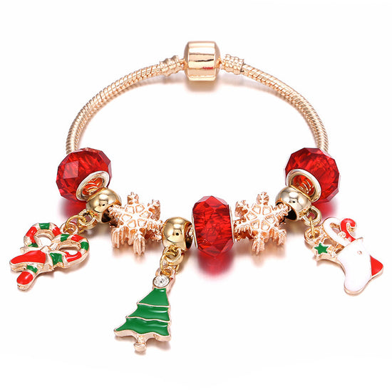 Christmas Bracelet Candy Gift Socks Christmas Tree Pendant Snowflake Beads Holiday Gift Jewelry Accessories