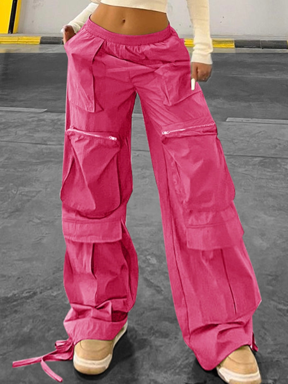 ONEPICK Hot Pink Flap Pocket Side Cargo Pants