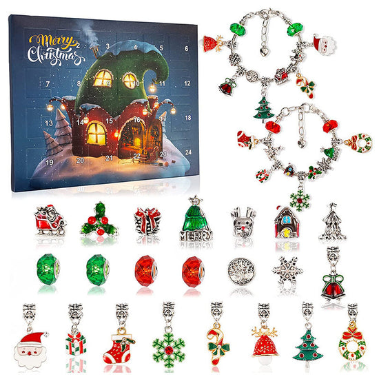 Christmas Countdown Calendar Jewelry Bracelet Blind Box Jewelry Pendant 24 Pieces Exquisite Pendant