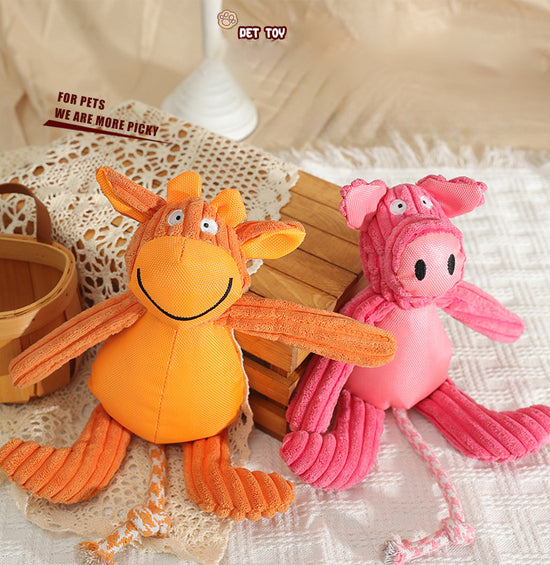 New Pet Dog Plush Sounding Cartoon Cow Cartoon Pig Animal, Bite-resistant Pet Toys